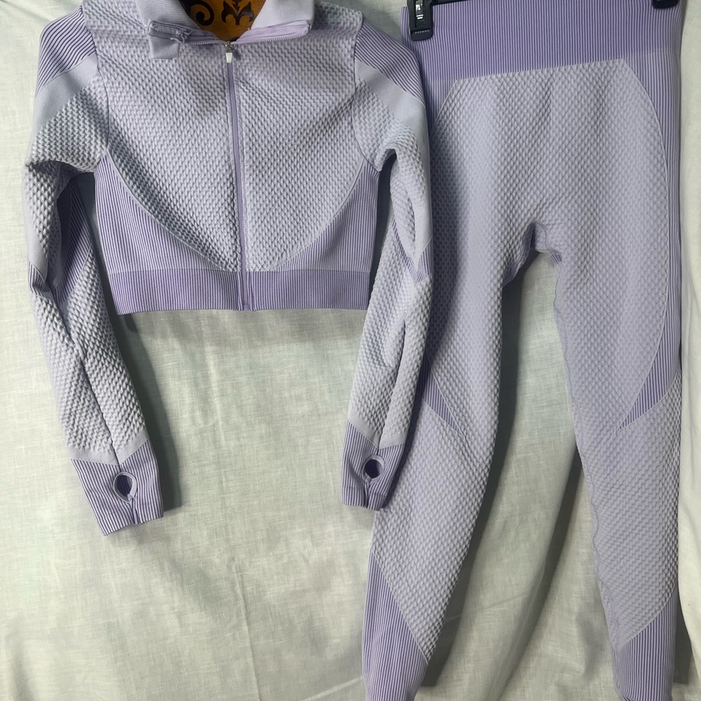 Purple Textured Activewear Set